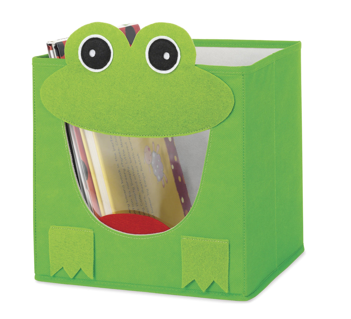 Whitmor Frog Collapsible Cube with magnetic mouth for quick access.