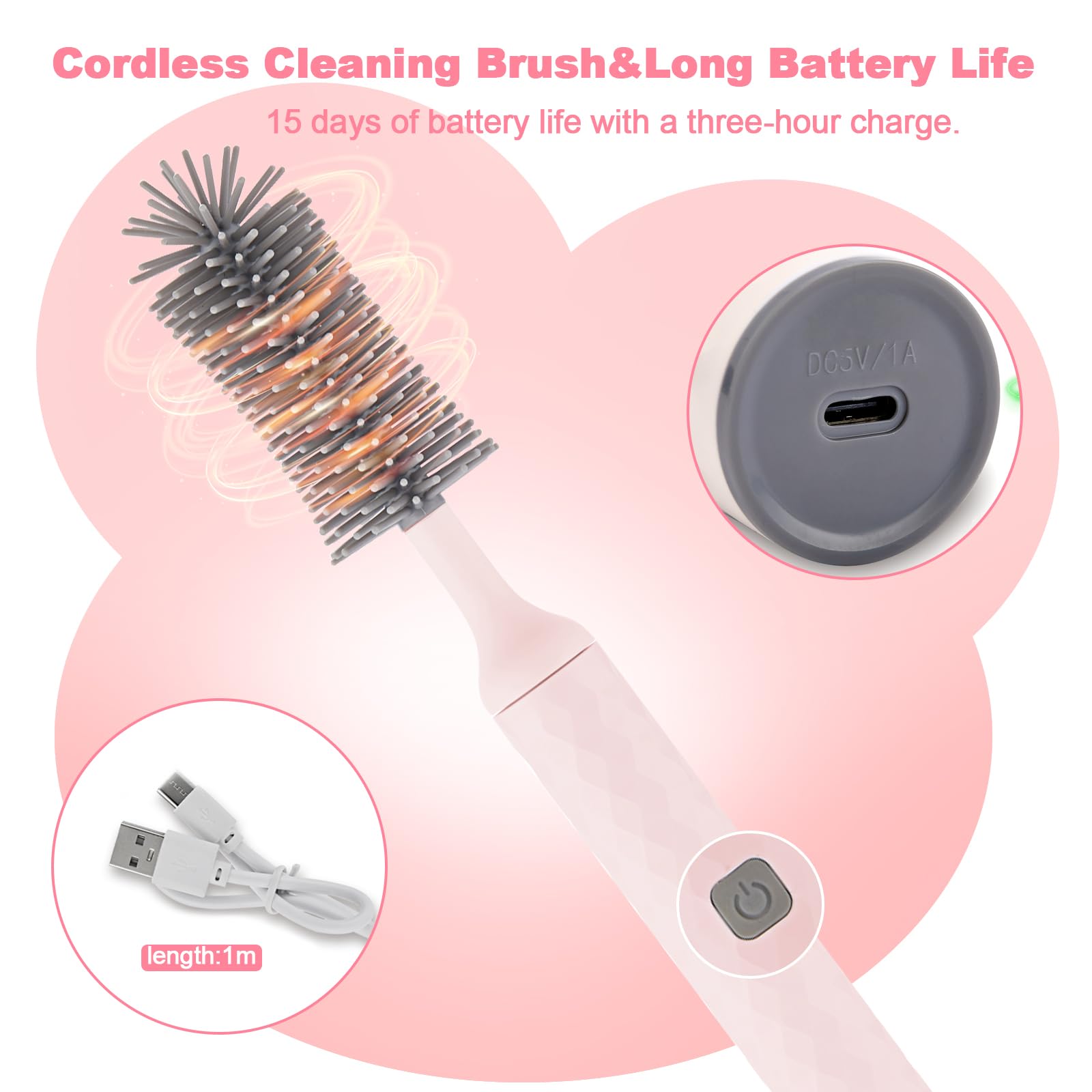 WHNL silicone brush heads highlight safe, BPA-free material and easy replacement.