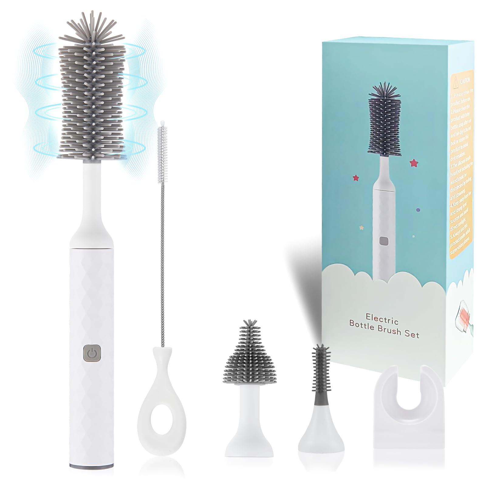 WHNL electric bottle brush set with two-speed rotation for fast cleaning