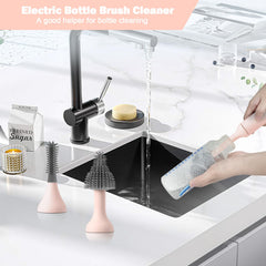 WHNL replaceable silicone brush heads protect bottle surfaces with gentle scrubbing.