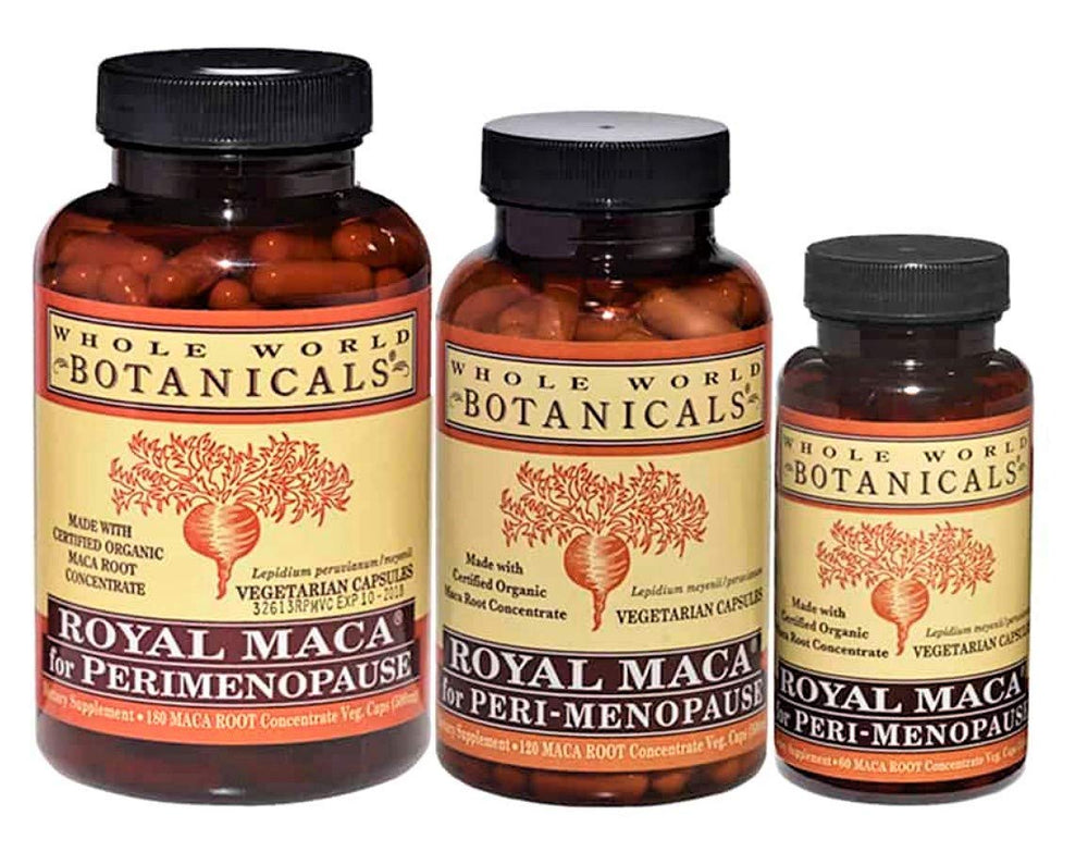 Whole World Botanicals Royal Maca label shows organic certification and clean ingredients.