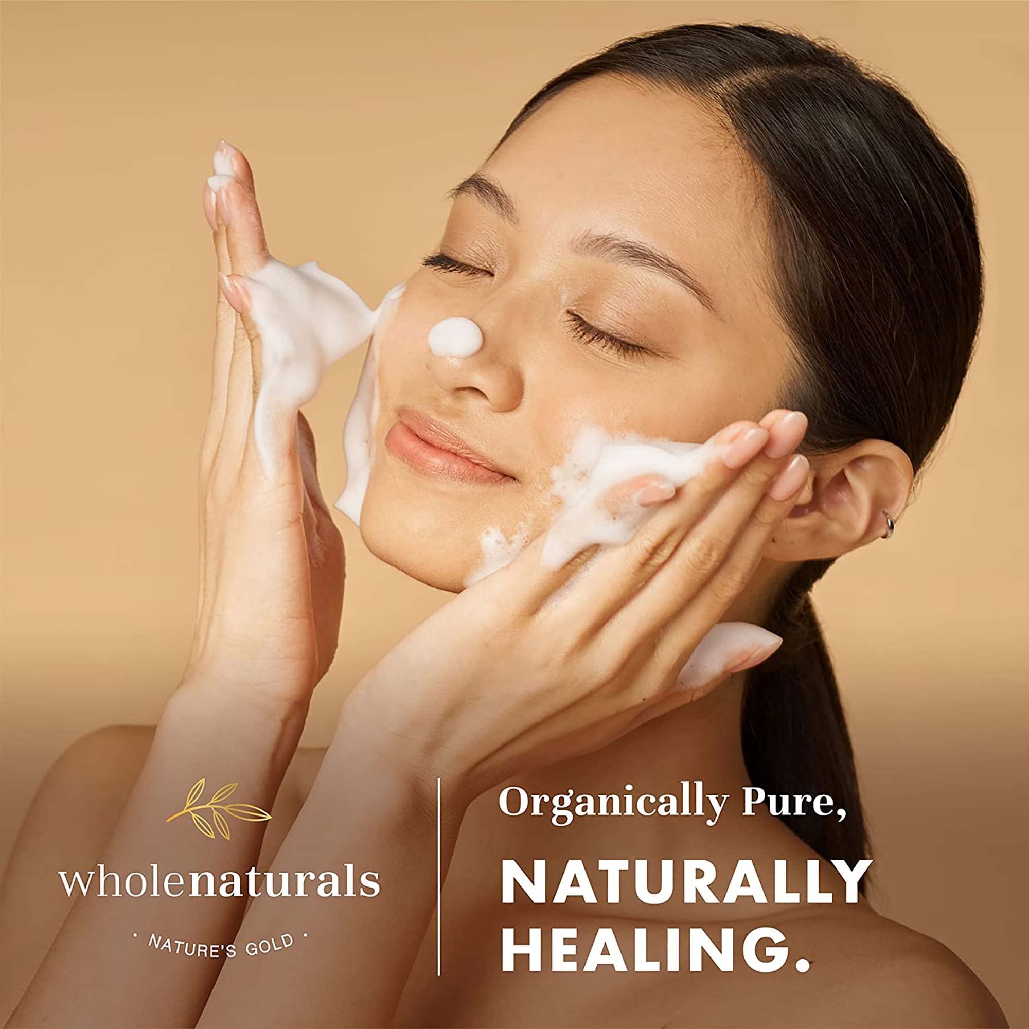 WHOLENATURALS Rich lather showcases smooth cleansing without harsh chemicals.