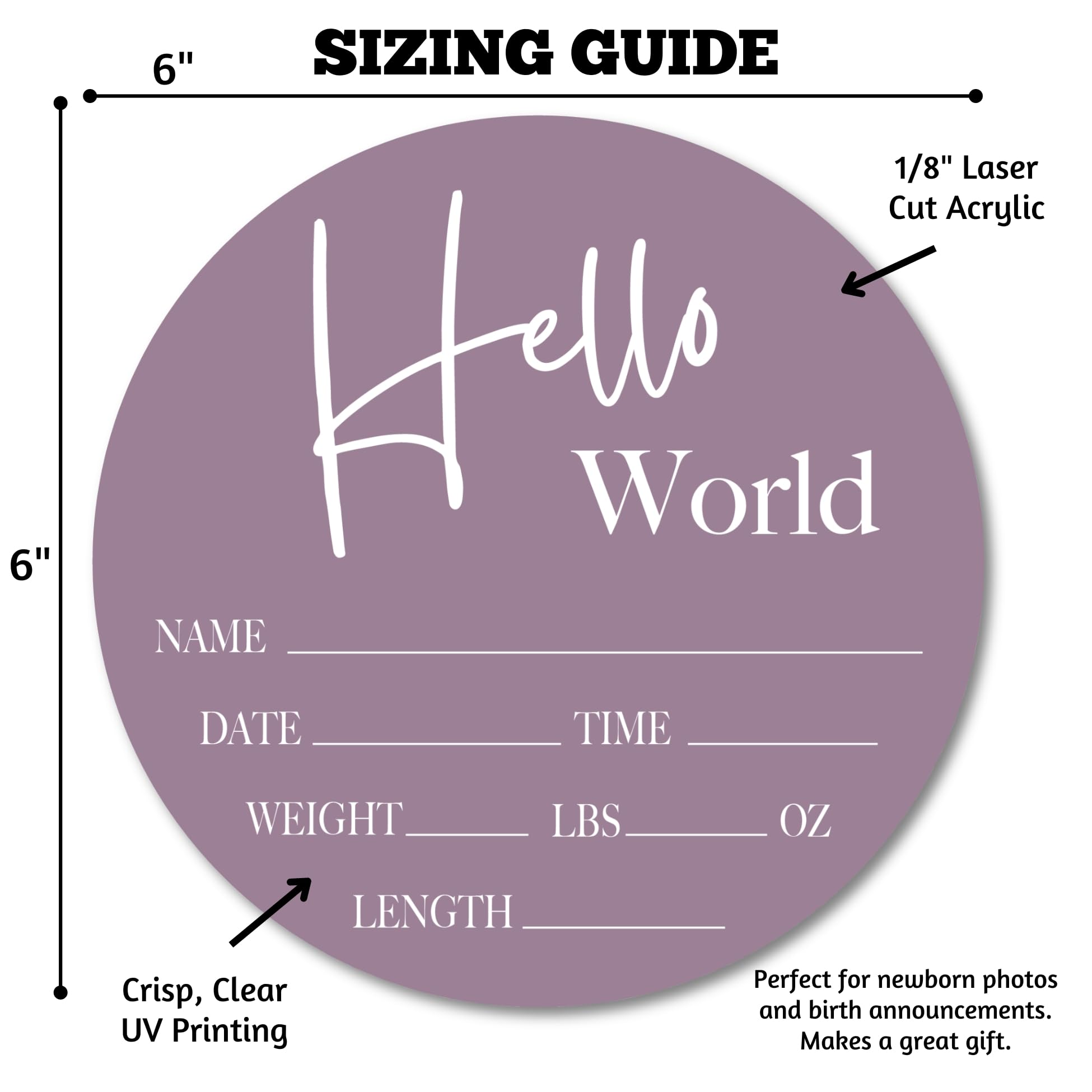 Wholesale Woodcuts Baby Shower Gift Sign Hello World Lavender enhances gifting appeal.