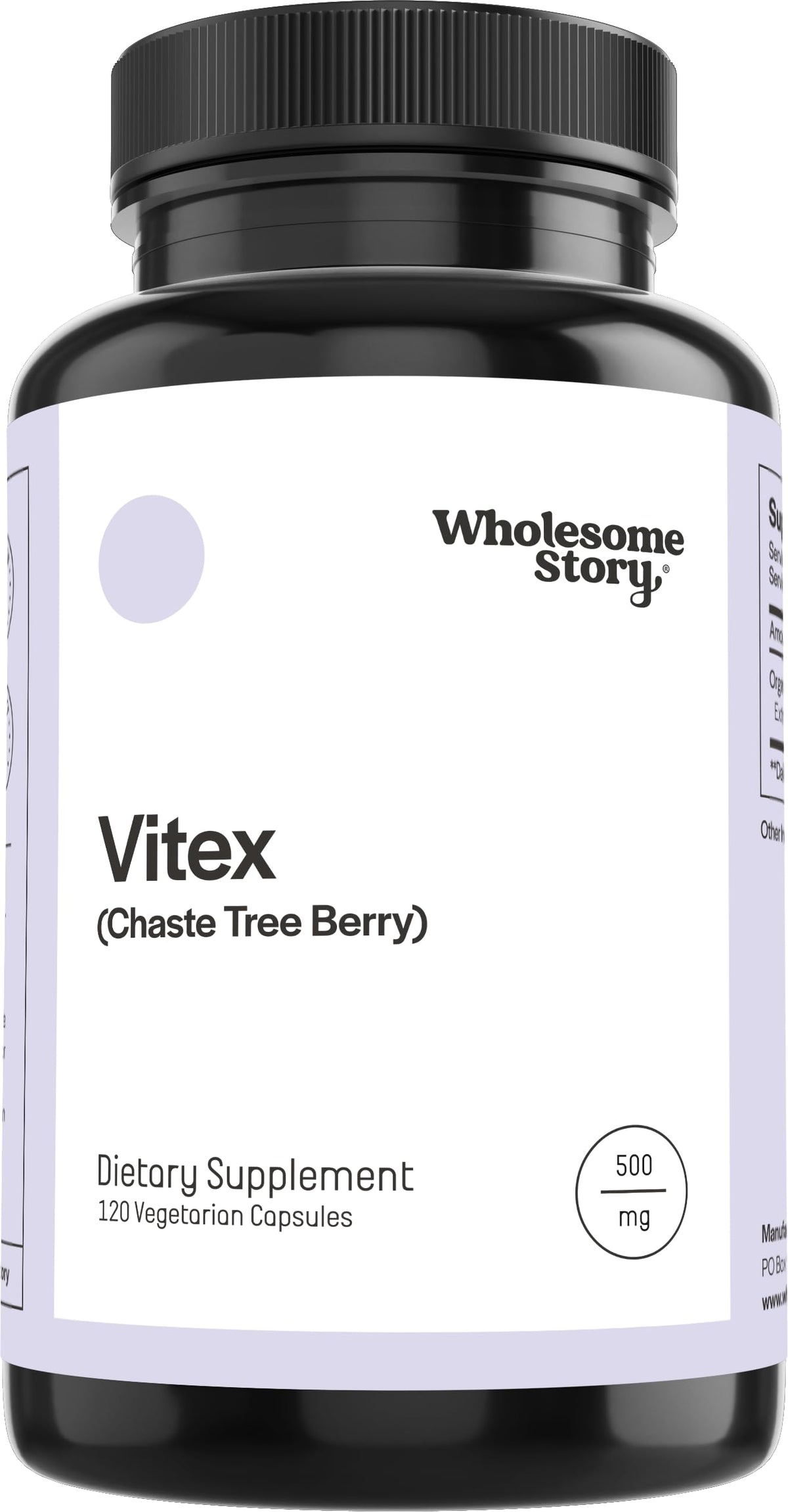 Wholesome Story Vitex chasteberry bottle front for daily hormone balance support