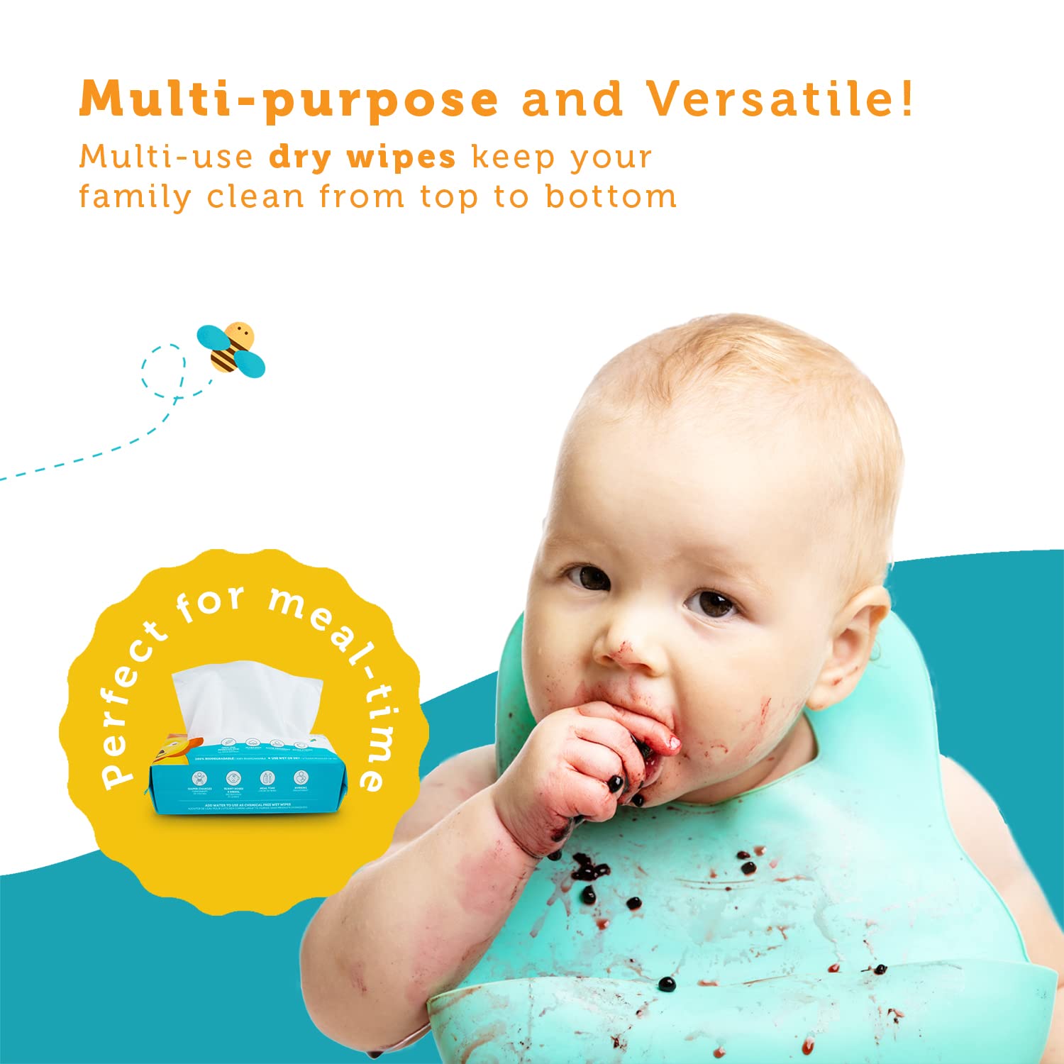 Whoopsie Wipes chemical-free baby wipes provide fragrance-free cleanliness in every change