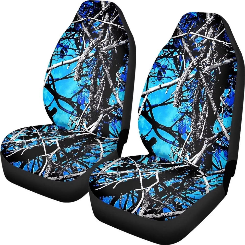 Whosucclay Blue Camo Oak seat cover back view emphasizes full protection and easy installation.