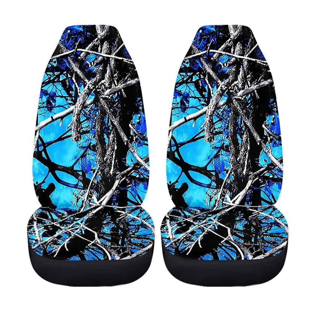 Whosucclay Blue Camo Oak seat cover stitching detail shows durability and refined edges.