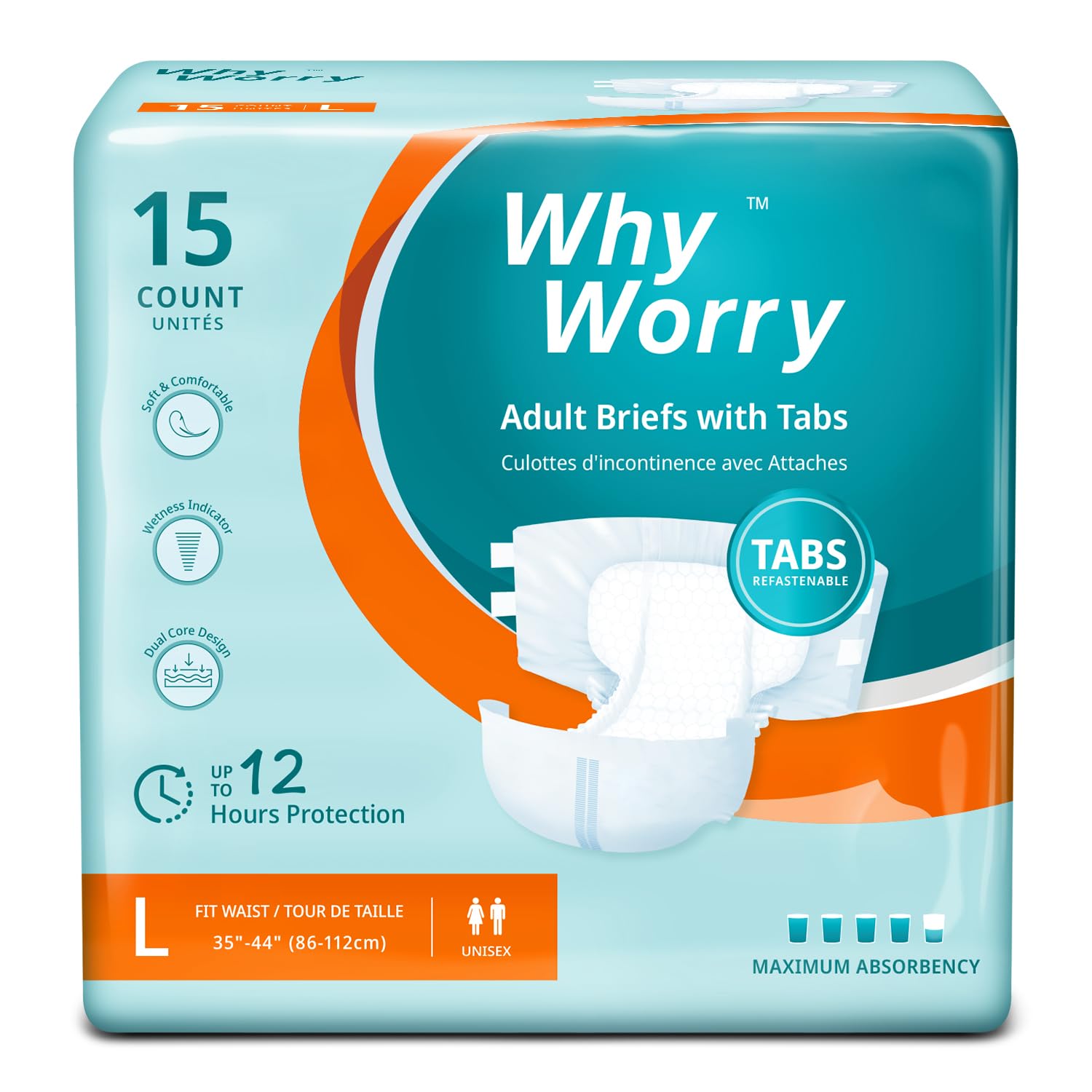 WhyWorry adult diaper tabs with wetness indicator for discreet changes