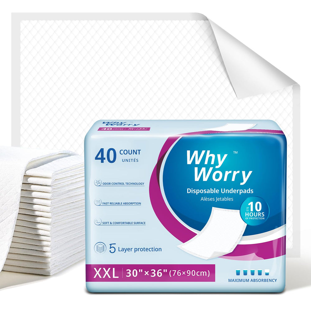 WhyWorry bed pad 30x36 with absorbent core protects surfaces