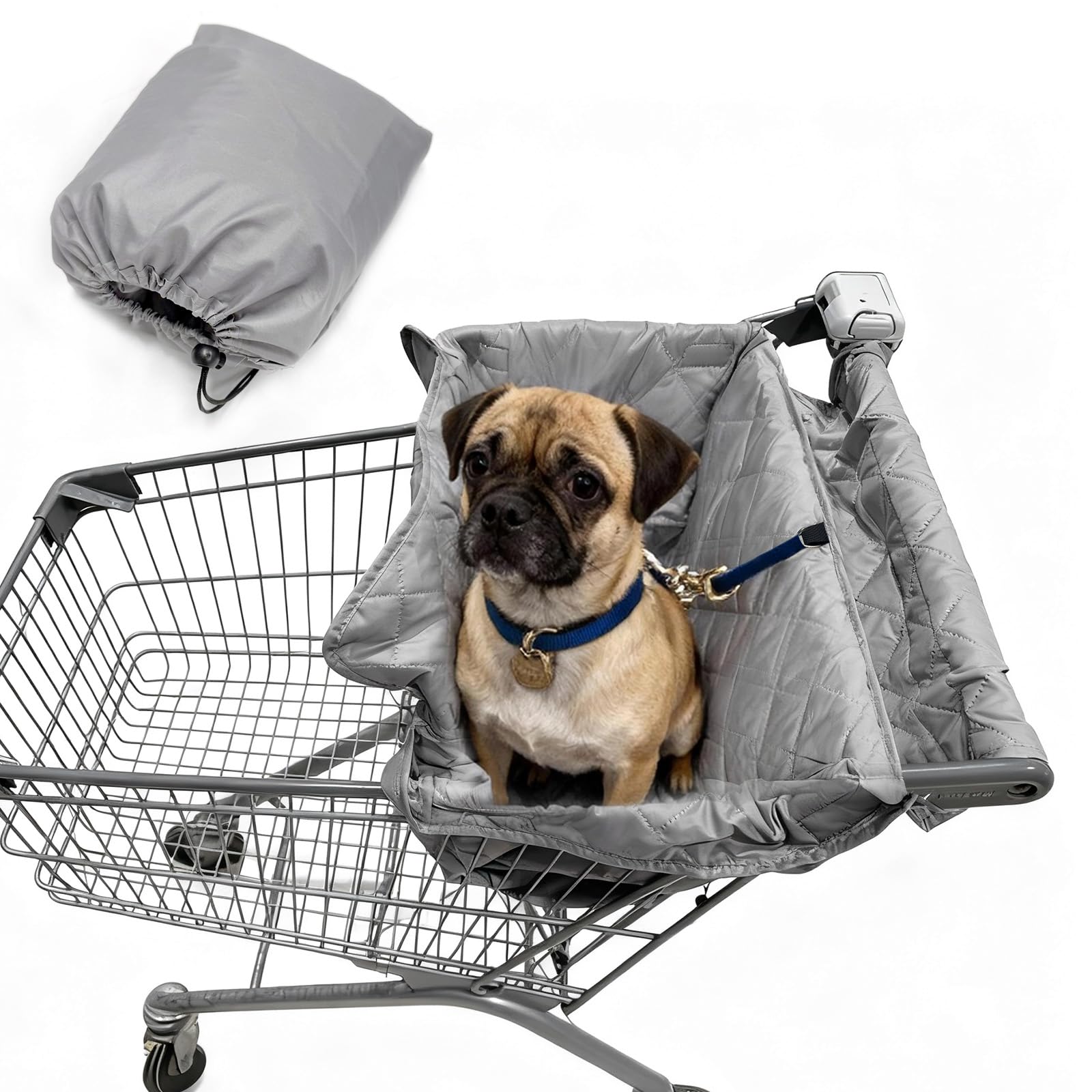 Wibeelee dog cart cover with quilted seat for cart compatibility and comfort.