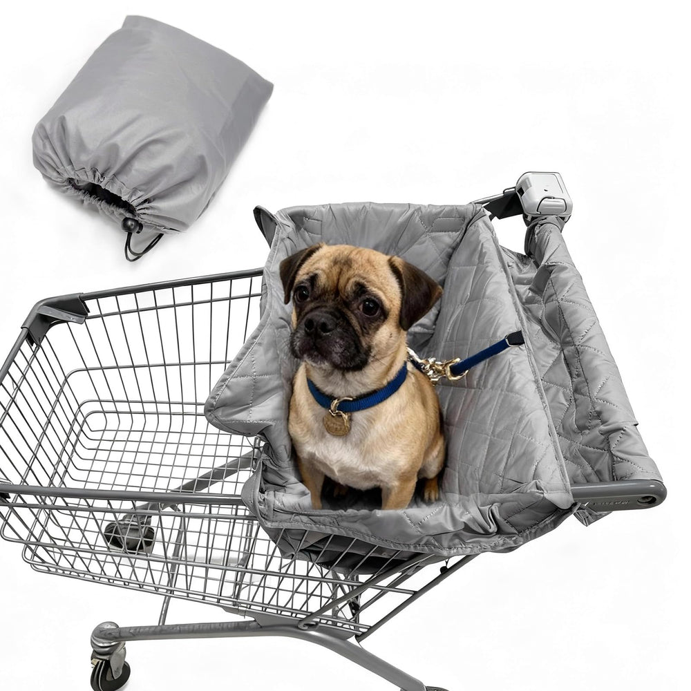 Wibeelee dog cart cover with quilted seat for cart compatibility and comfort.