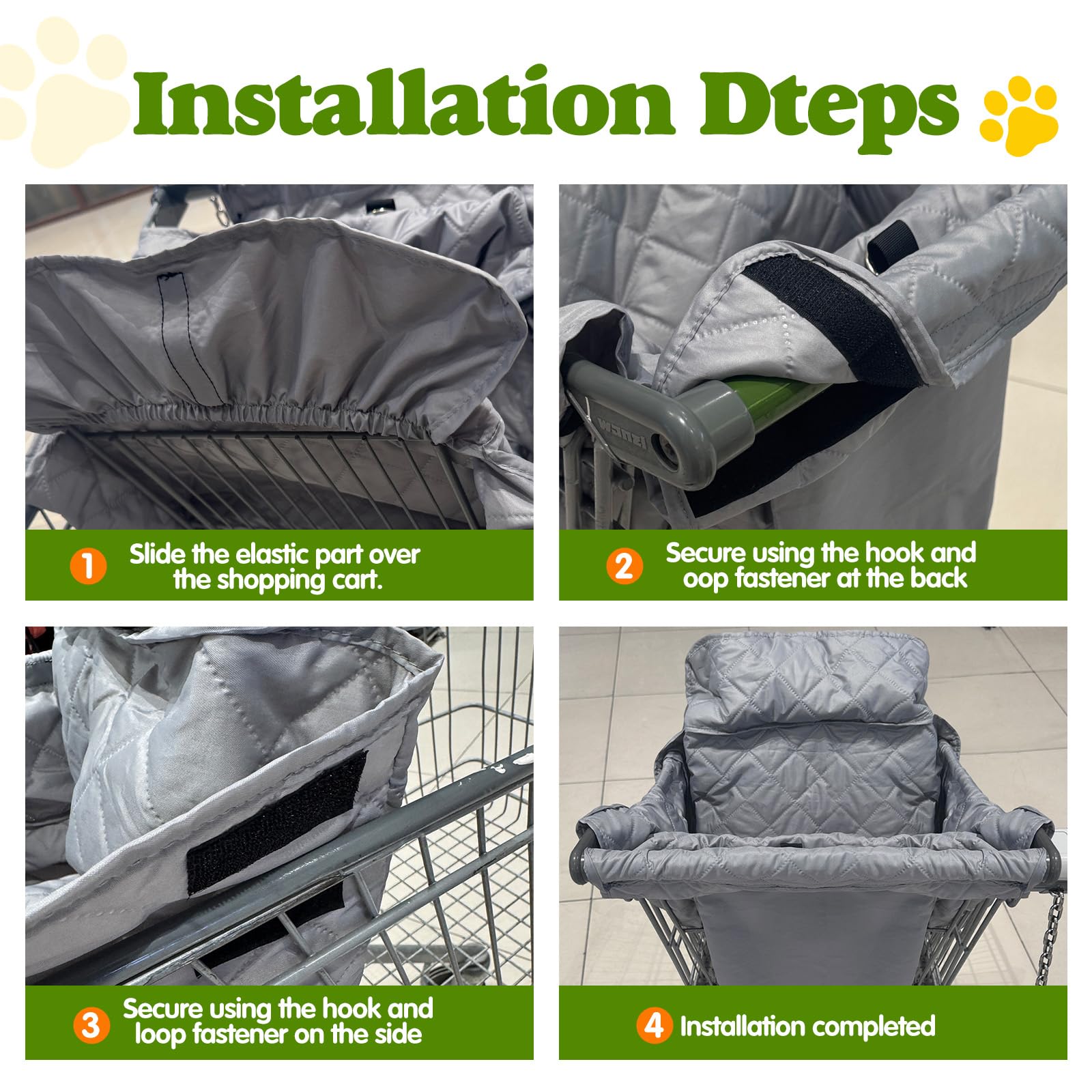 Wibeelee cart cover quilted design enhances stability during shopping.