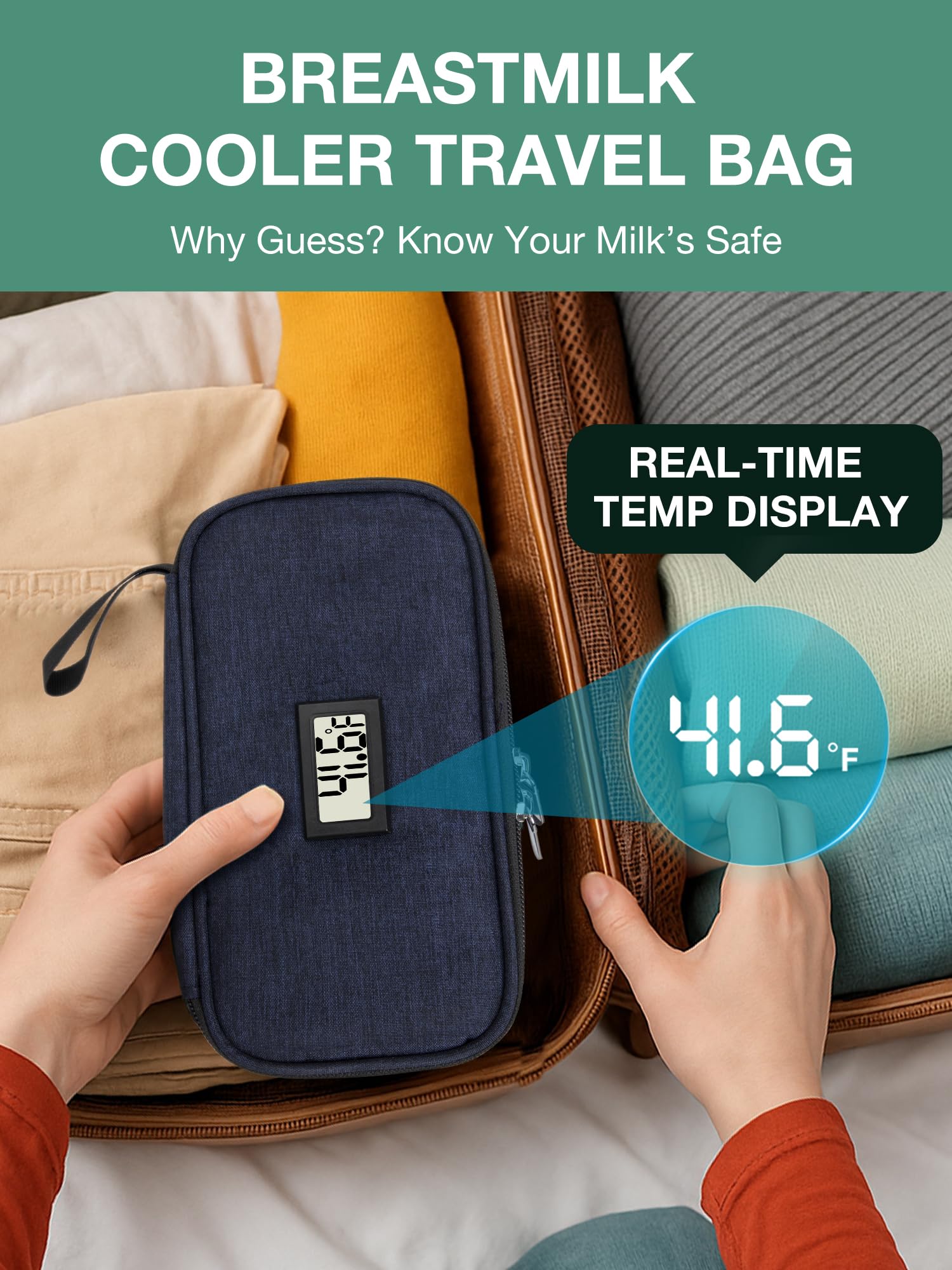Blue WIBOND portable cooler bag keeps milk and snacks organized during travel.