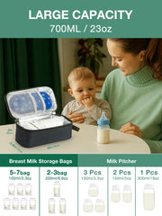 WIBOND cooler bag holds 5-7 milk bags for day trips.