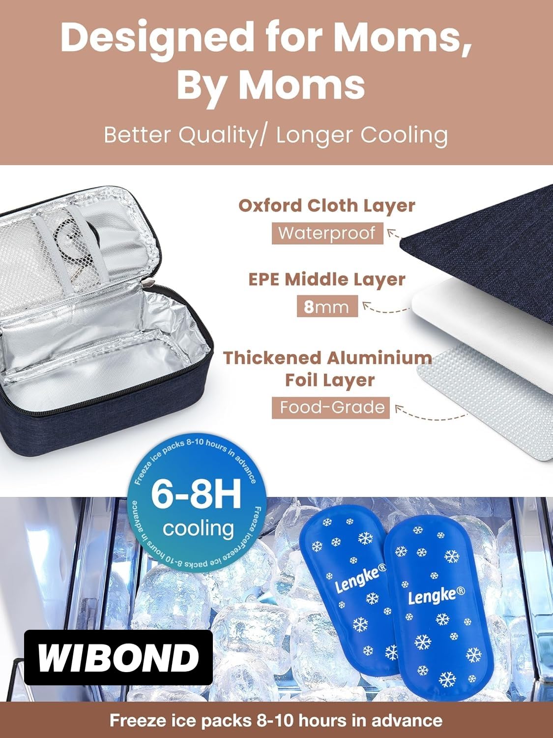Inside the bag shows foam core and foil lining for cold retention