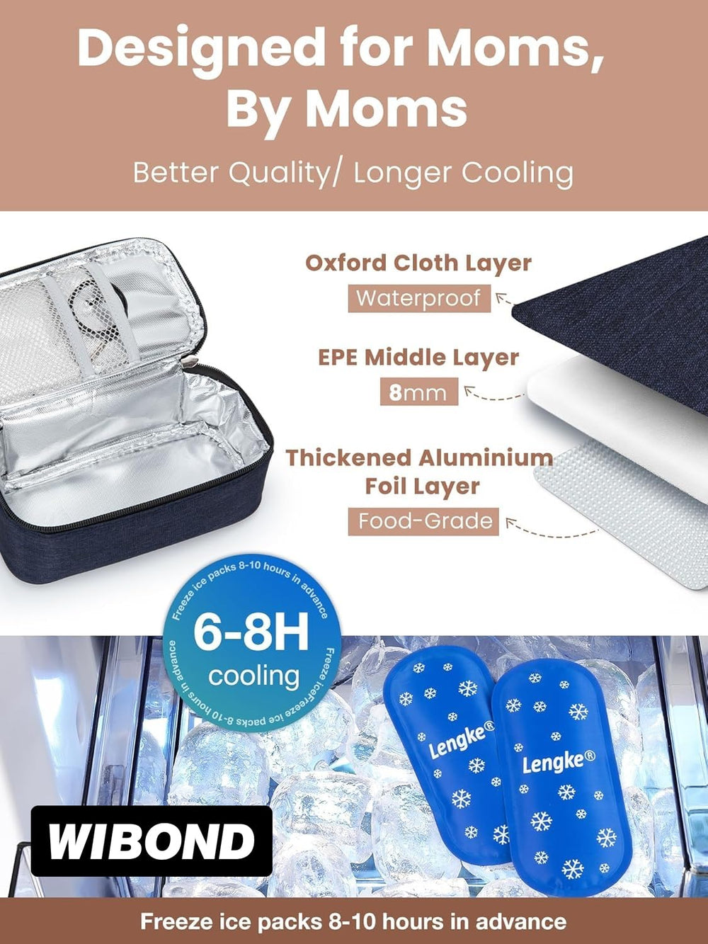 Inside the bag shows foam core and foil lining for cold retention