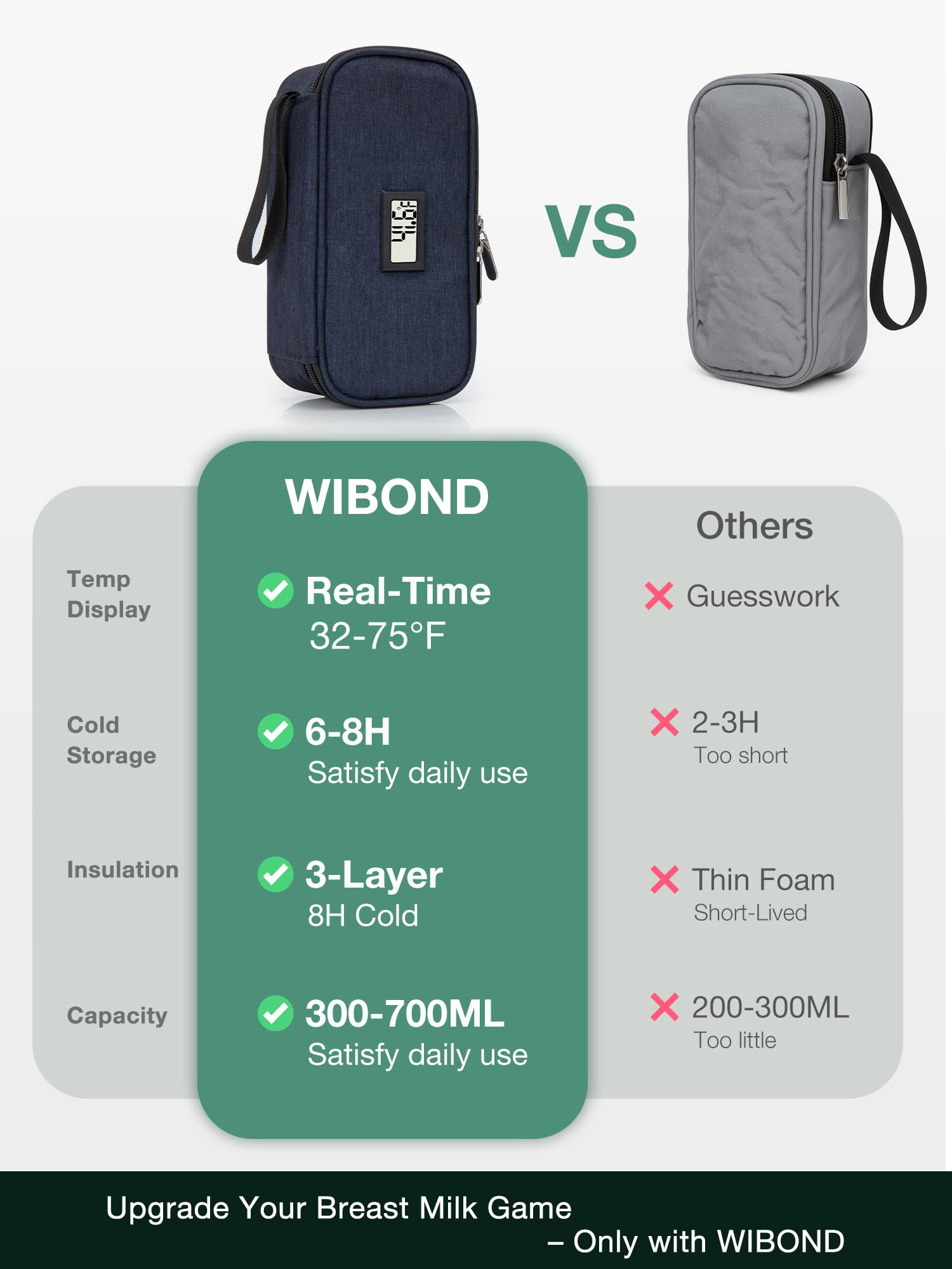 Includes two 100 ml ice packs to help keep milk cold.
