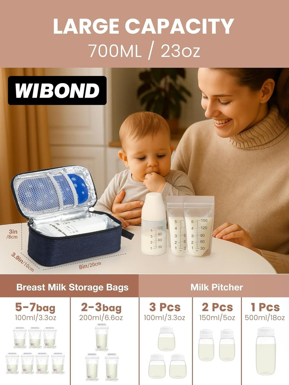 Includes two 100 ml ice packs to extend cooling