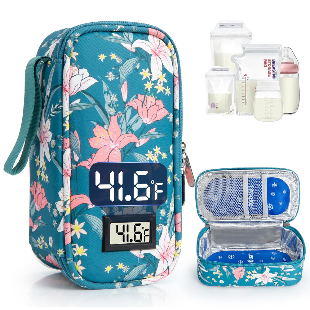 WIBOND breast milk cooler bag with real time display shows live temperature for transport