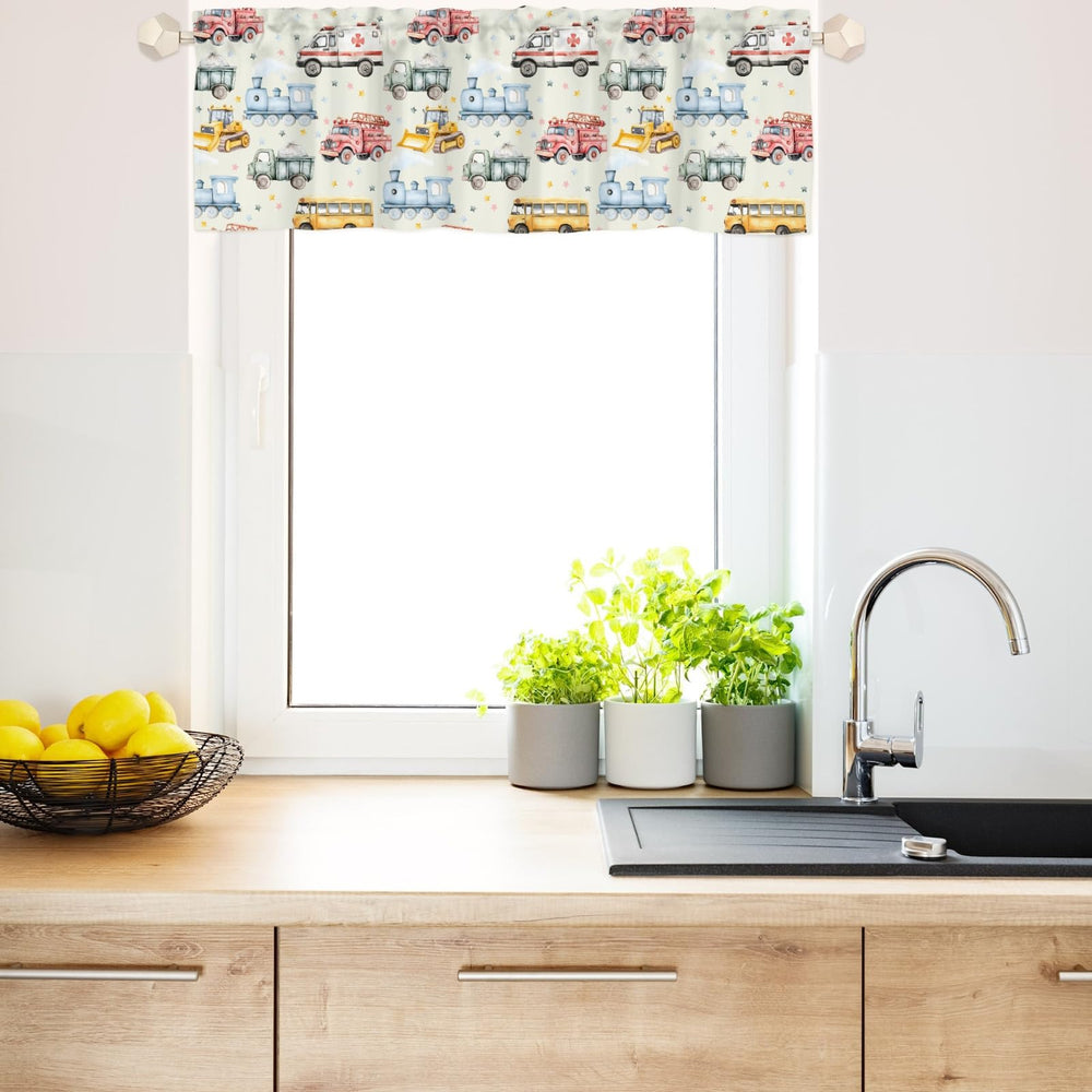 Wicbfdfv ambulance valance: brightens a space with playful imagery and daylight filtering.