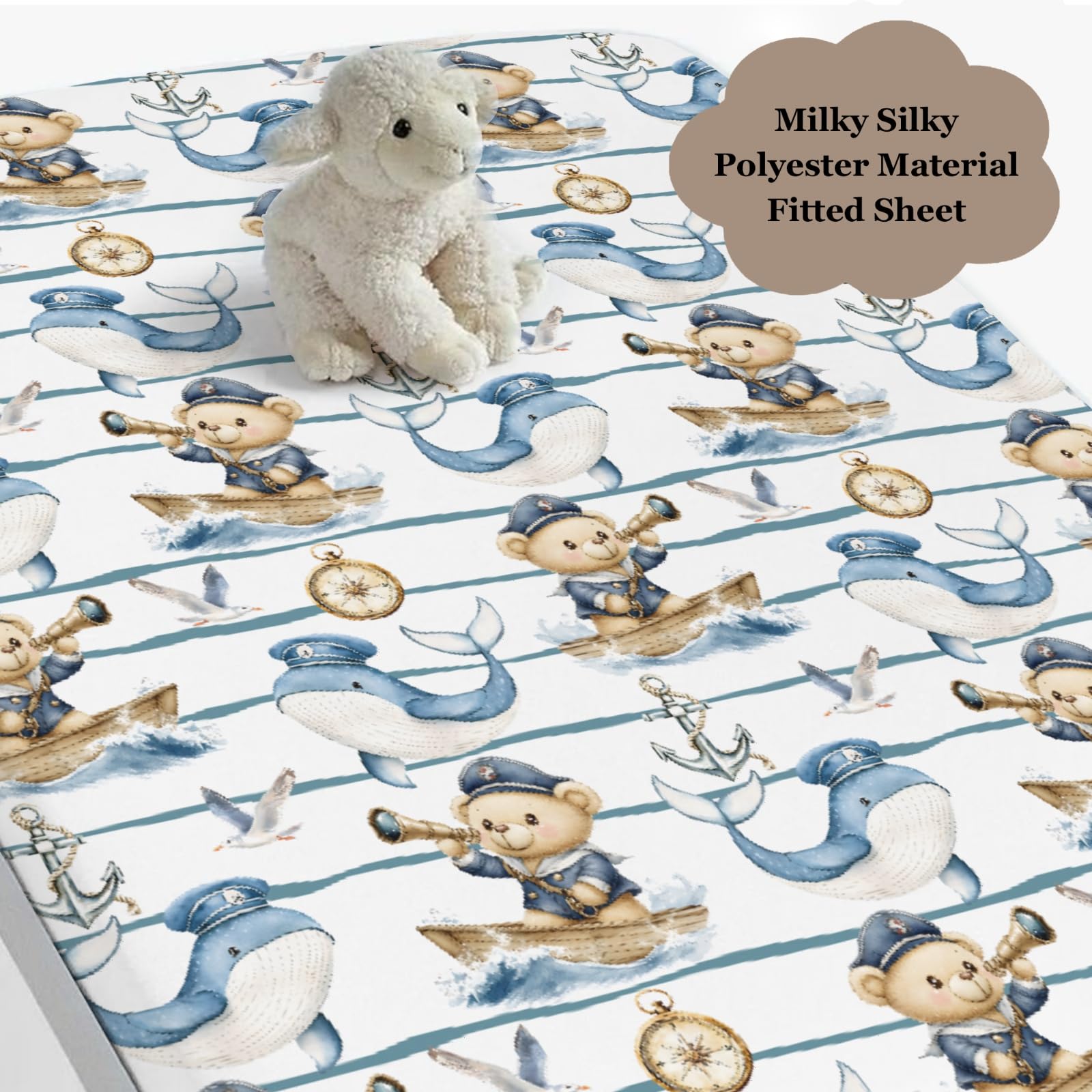 Wicbfdfv compass design crib sheet highlights navy tones for stylish nurseries