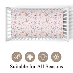 Wicbfdfv pink-geese-nursery-pattern fits standard crib mattresses securely for restful sleep.