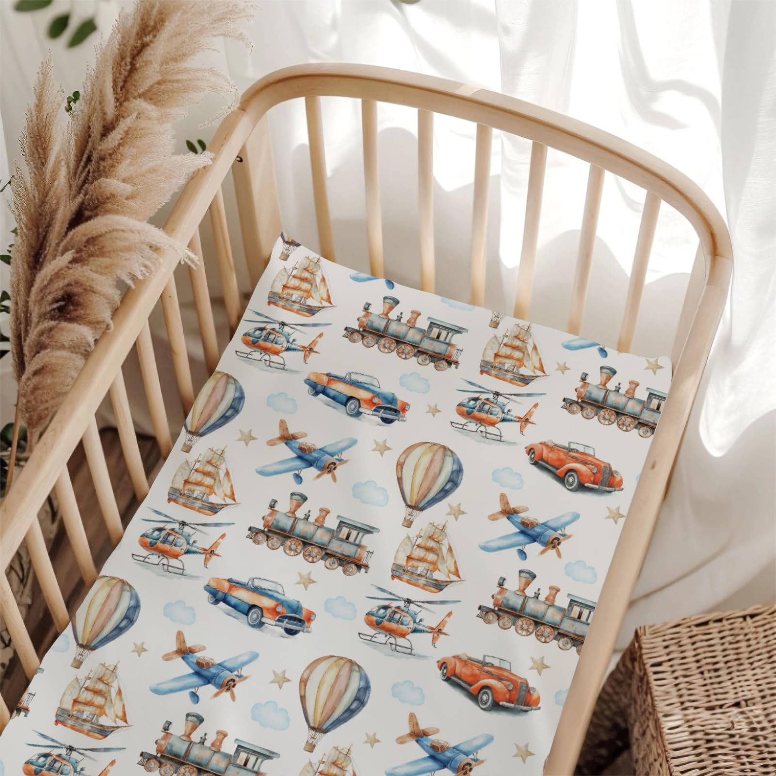 Wicbfdfv plane themed crib sheet adds playful style while supporting cozy sleep.