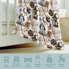 Wicbfdfv multi-function spooky design blanket for stroller trips.