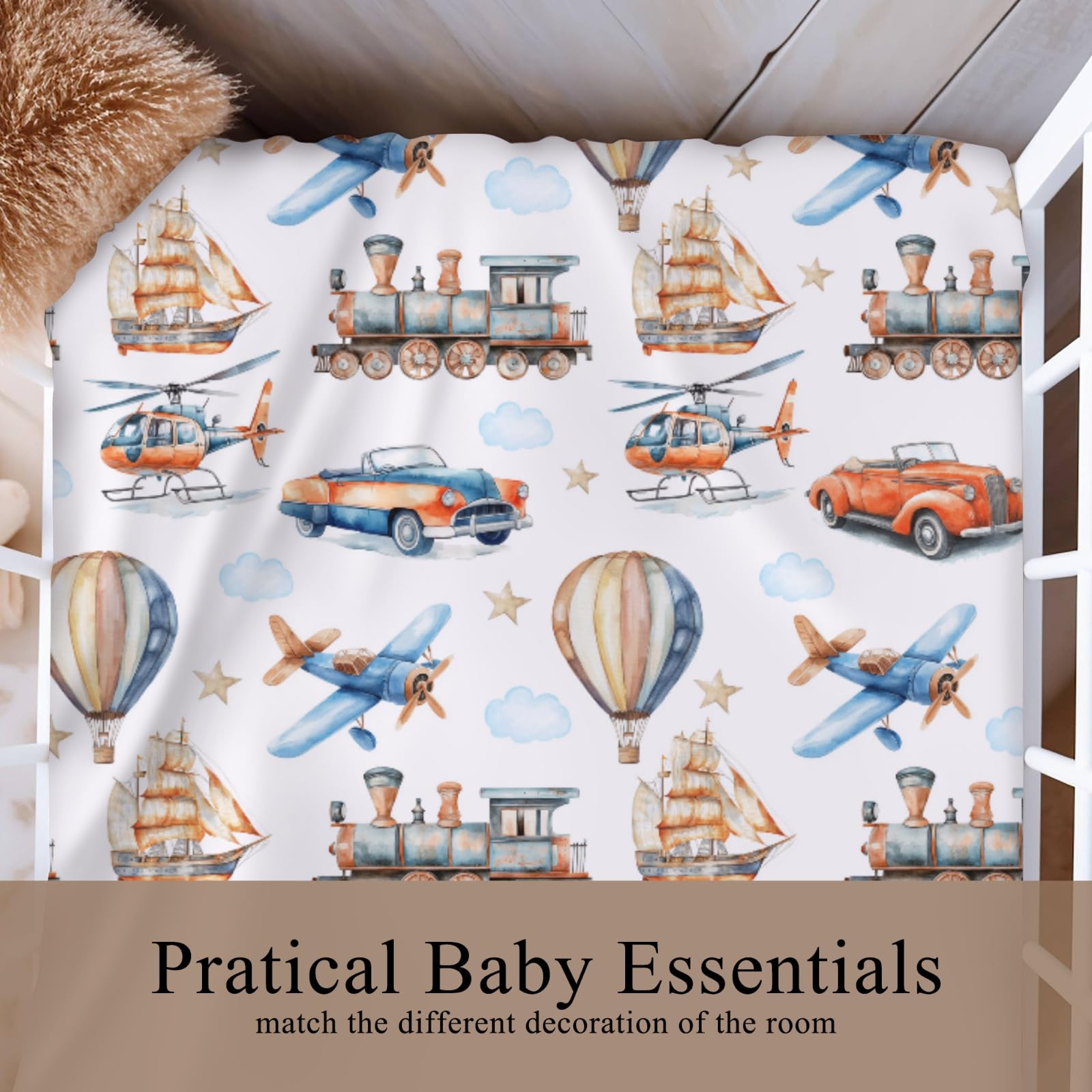 Wicbfdfv vintage car print crib sheet coordinates with modern nurseries.