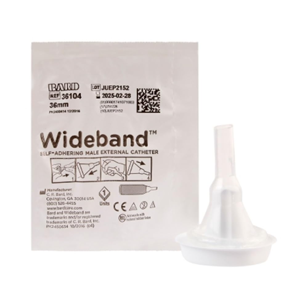Wideband Rochester 36mm condom catheter with extra adhesive for secure wear.
