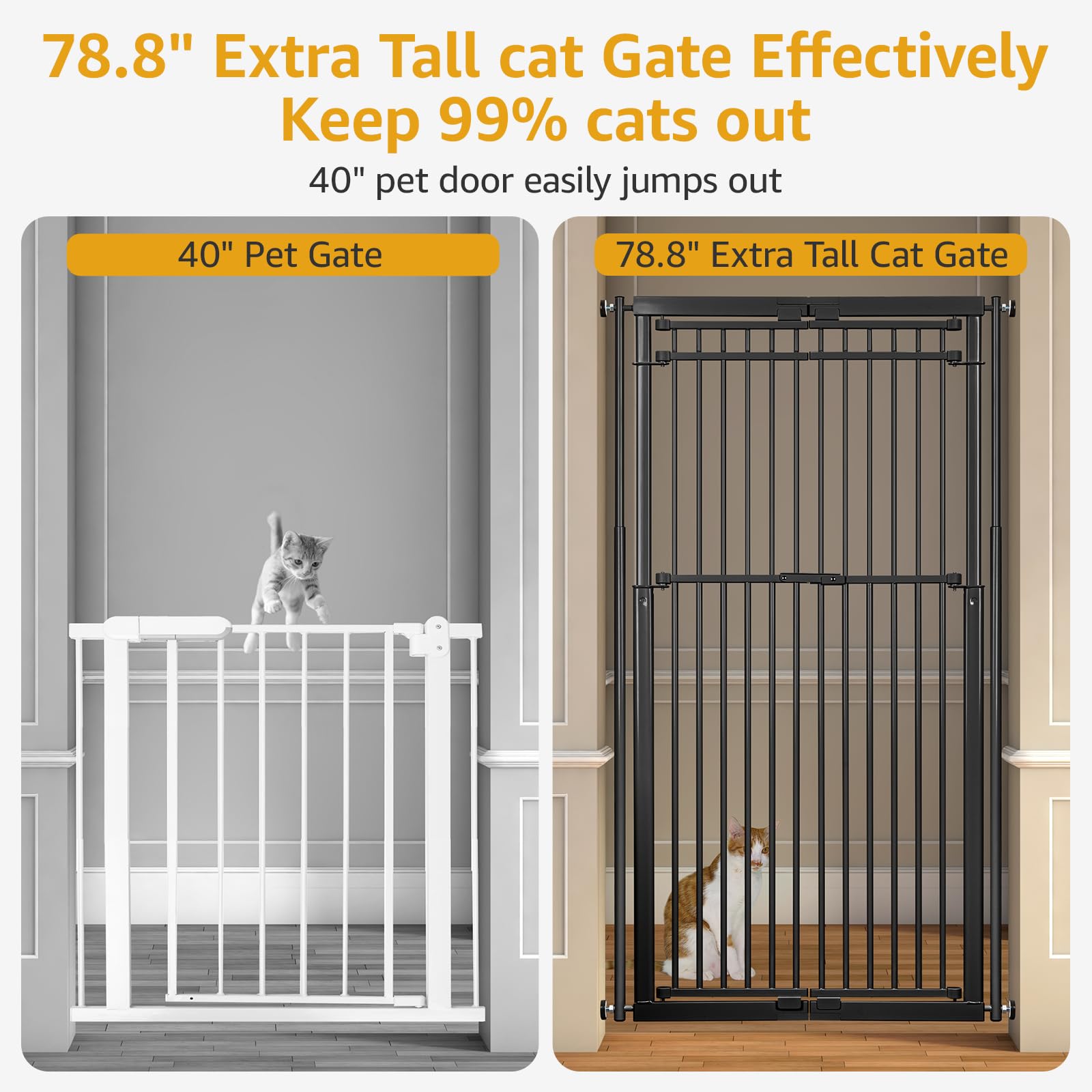 WIDERSAFER adjustable-width gate showing 28.3-33-inch wide range for a flexible fit.