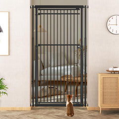 WIDERSAFER extra tall cat gate extended to full height reliably blocks jumps.
