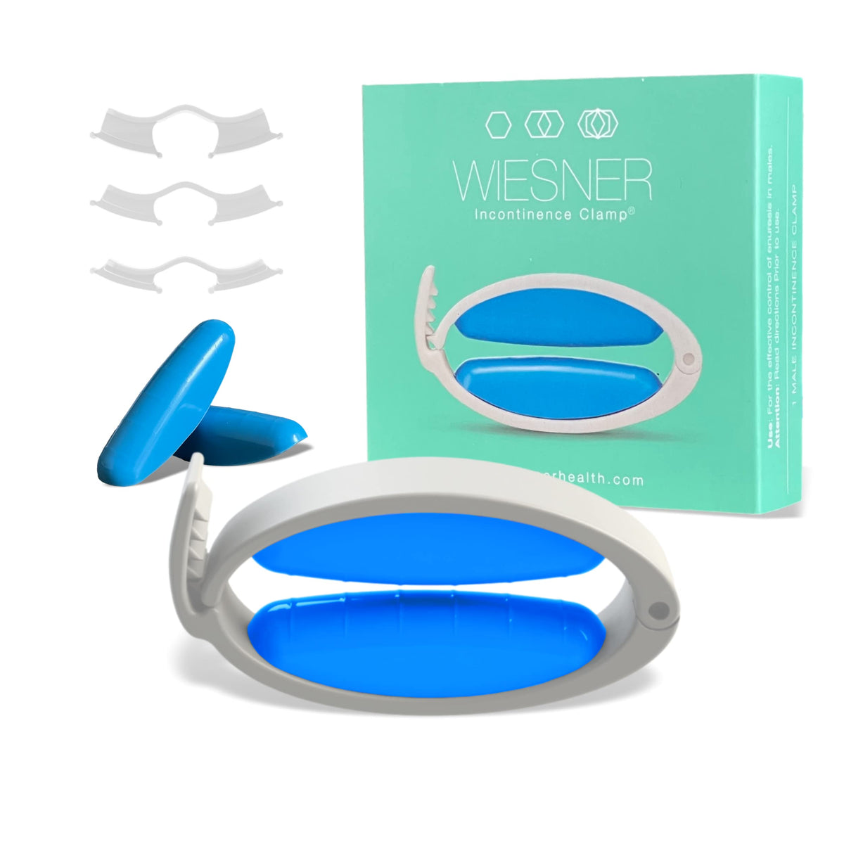 WIESNER Incontinence Clamp in open-fit view for comfortable daytime wear.