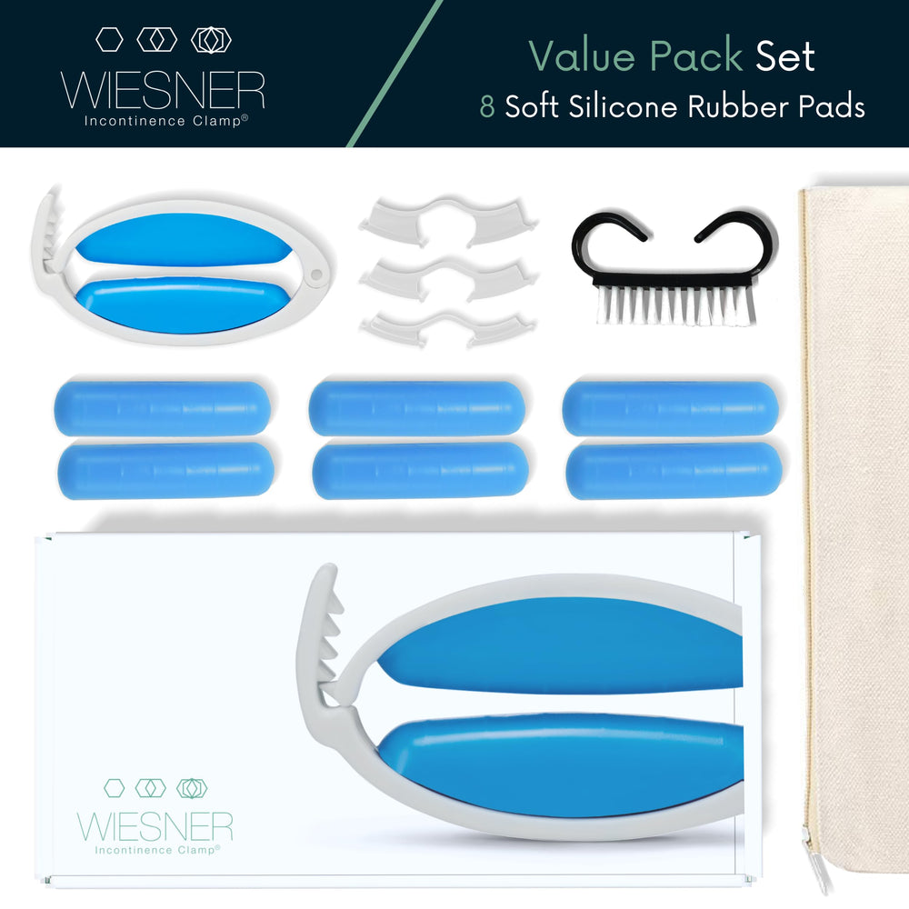 Wiesner Incontinence Clamp replacement pads closeup shows easy maintenance and longer use
