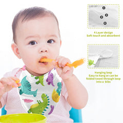 WifiU cartoon dinosaur burp cloth laid out for quick spit-up cleanup.
