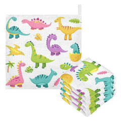 WifiU cartoon dinosaur washcloths in soft muslin for gentle baby cleansing.