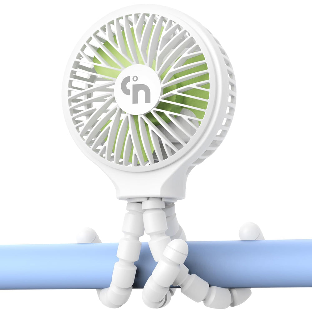 WiHoo stroller fan mounted on a stroller delivering a cooling breeze
