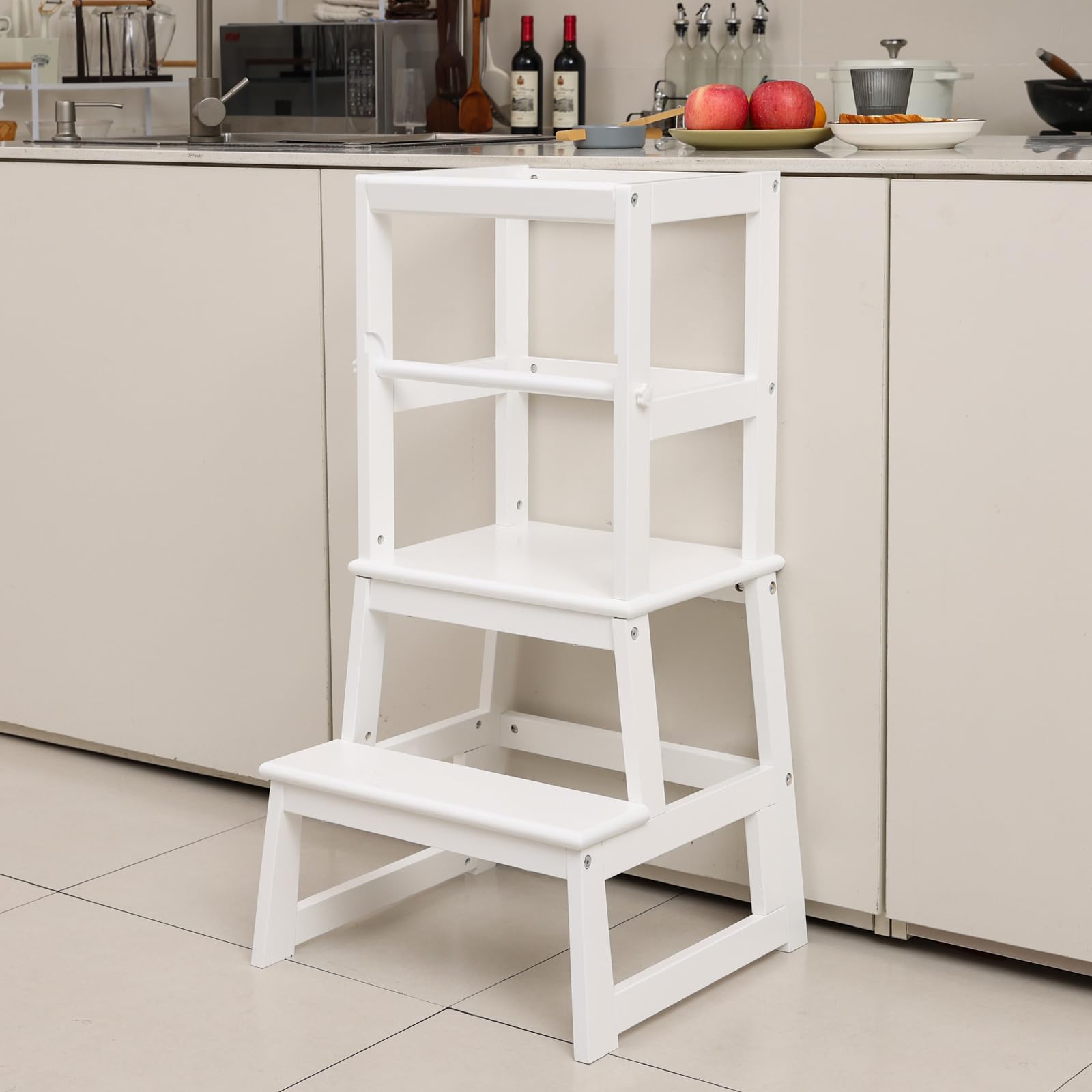 Wiifo solid wood construction provides sturdy support for little helpers.
