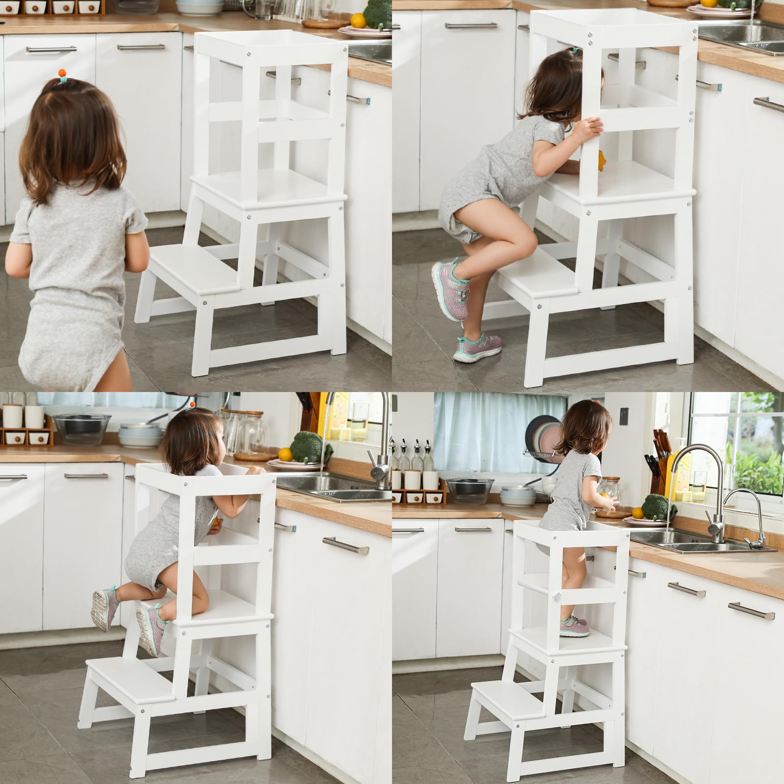 Wiifo kids kitchen step stool supports up to 150 lbs for versatile use