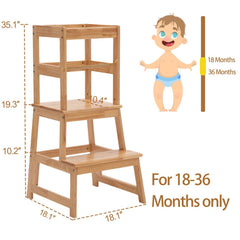 Wiifo kitchen stool at counter height enables safe, supervised cooking activities.