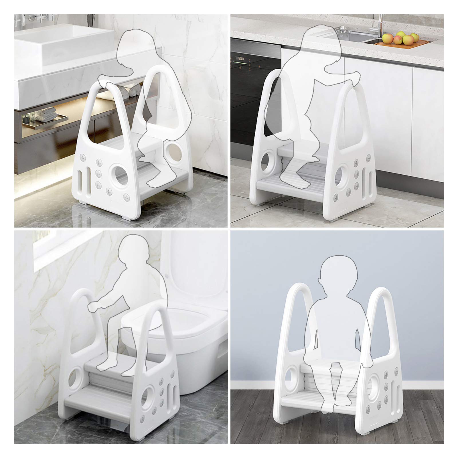 Wiifo learning tower supports potty training with stable access.