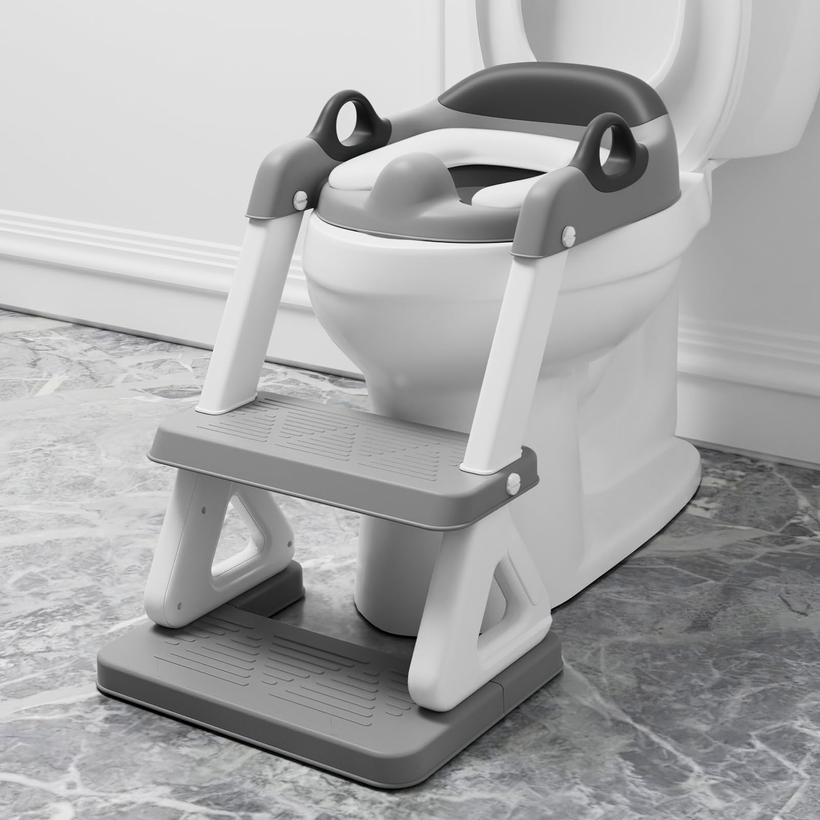 Wiifo light grey color complements bathroom décor during potty training.