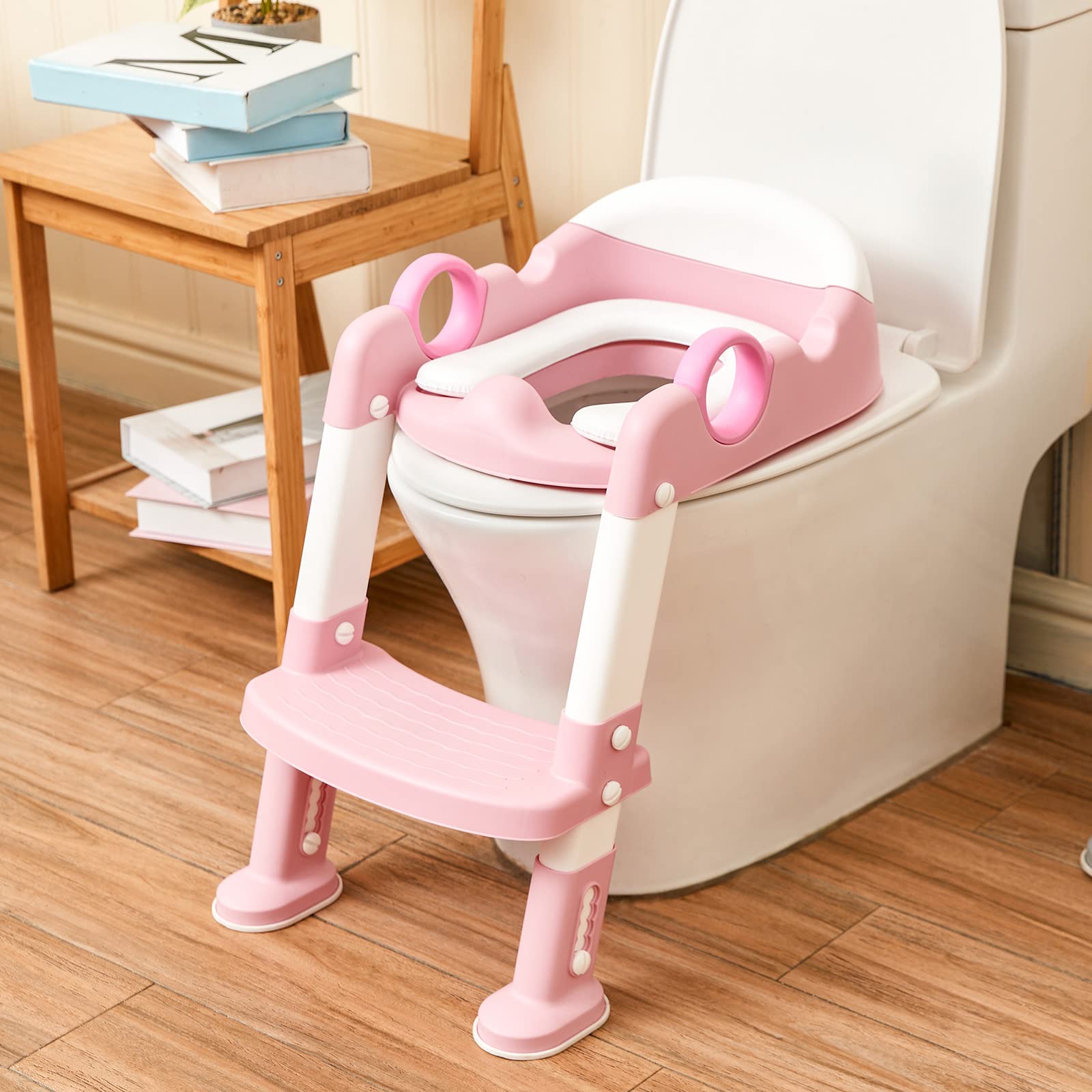 Wiifo potty training seat step stool pink supports independent climbing and seating