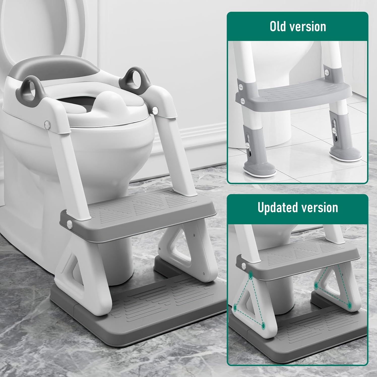 Wiifo splash guard on potty ladder reduces spills during training.