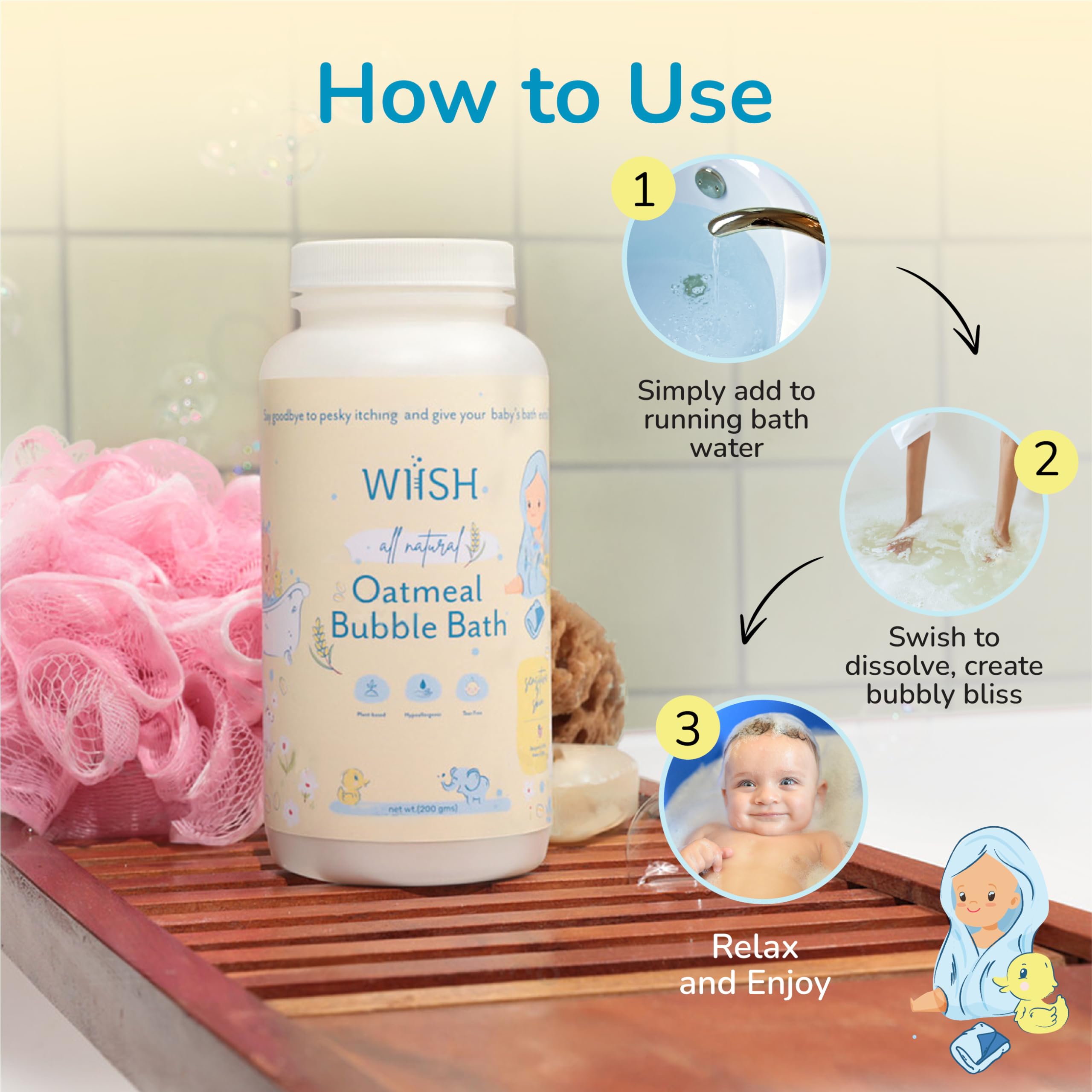 WIISH Baby Oatmeal Bubble Bath free from parabens and phthalates