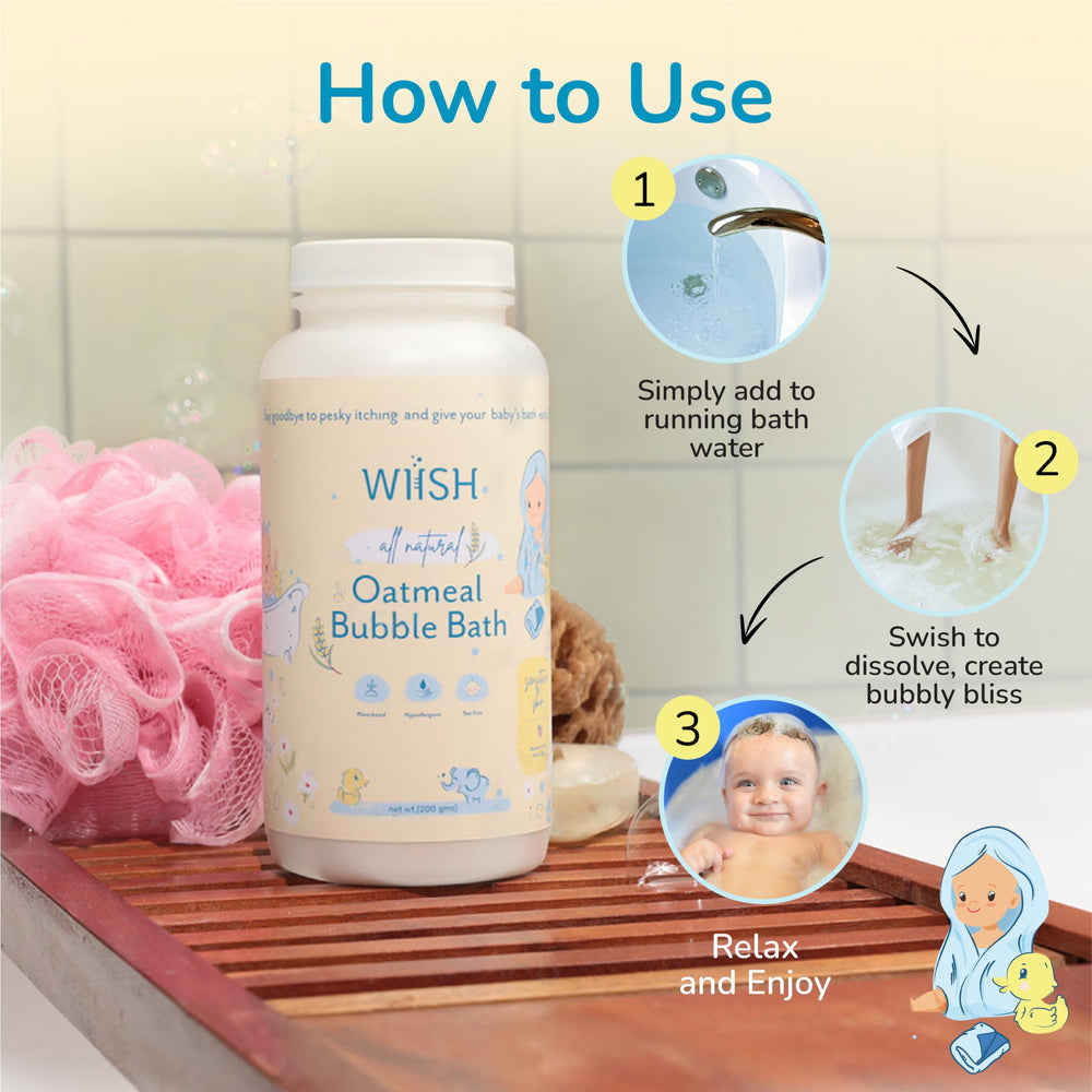 WIISH Baby Oatmeal Bubble Bath free from parabens and phthalates
