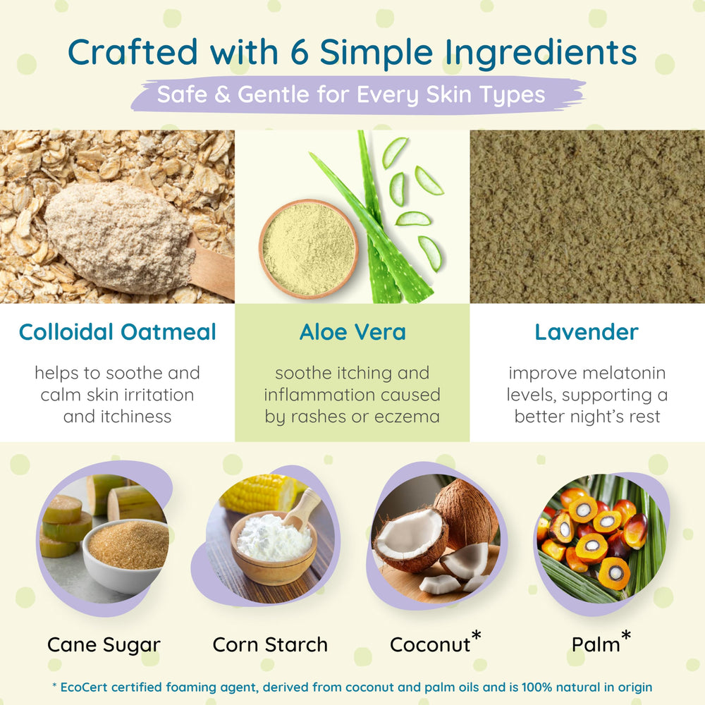 WIISH Baby Oatmeal Bubble Bath natural coconut bubbles for rich lather