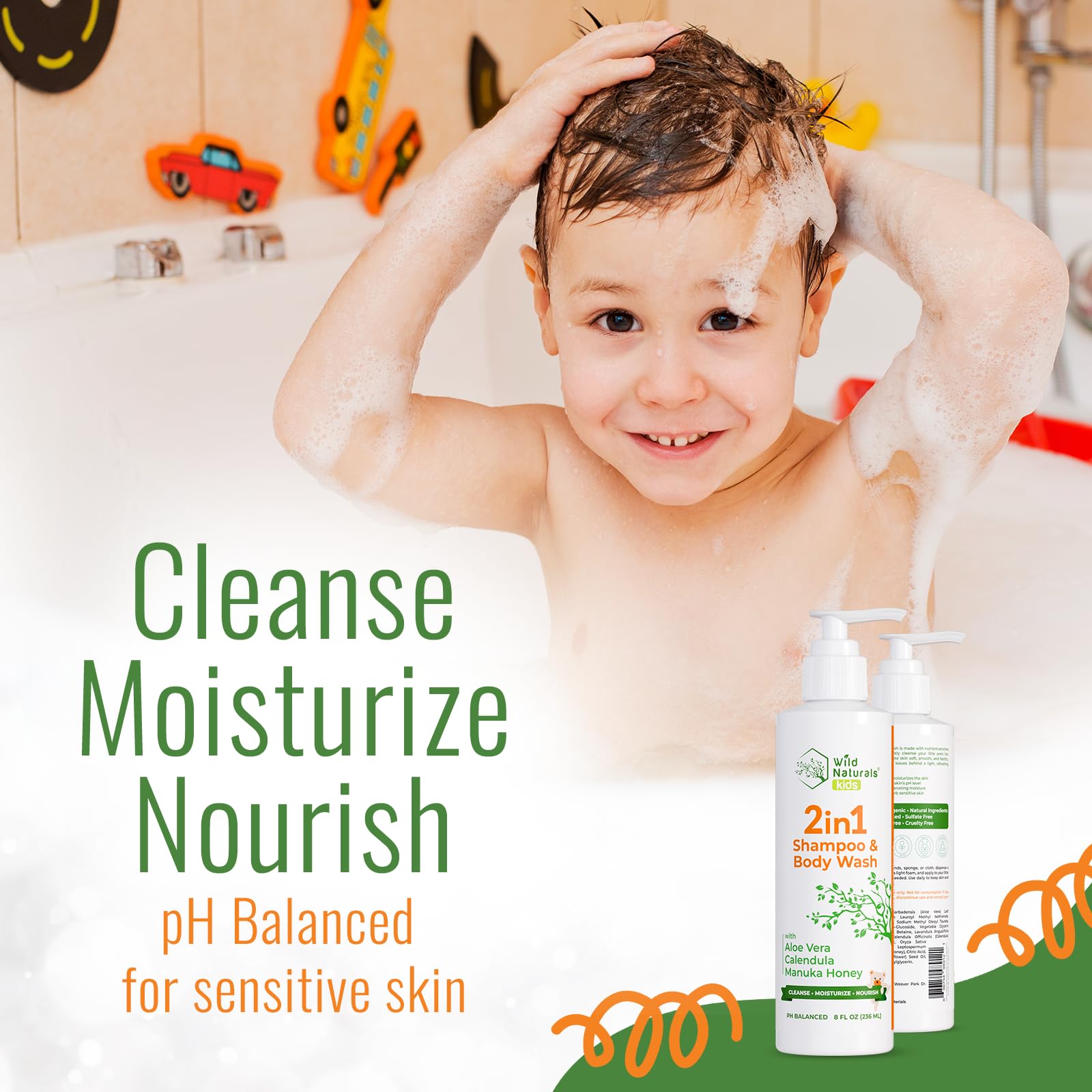 Wild Naturals Baby Eczema Body Wash bottle, tear-free care for delicate skin