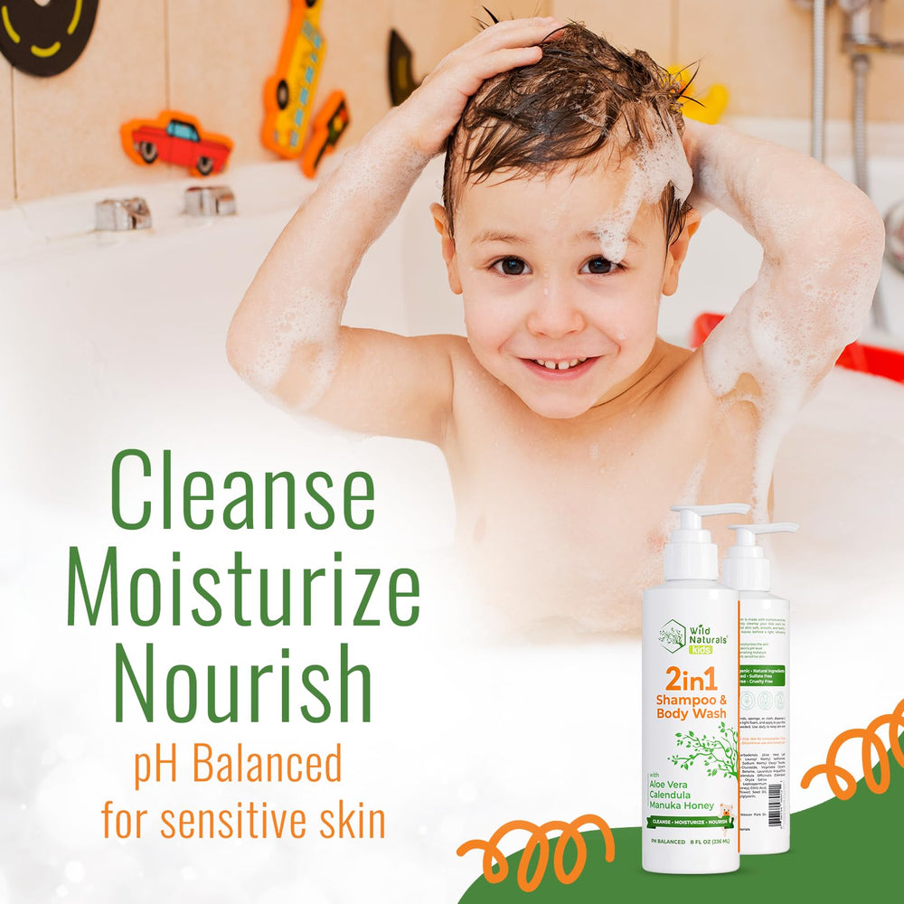 Wild Naturals Baby Eczema Body Wash bottle, tear-free care for delicate skin
