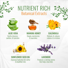 Wild Naturals Baby Eczema Body Wash ingredients panel highlighting aloe and calendula